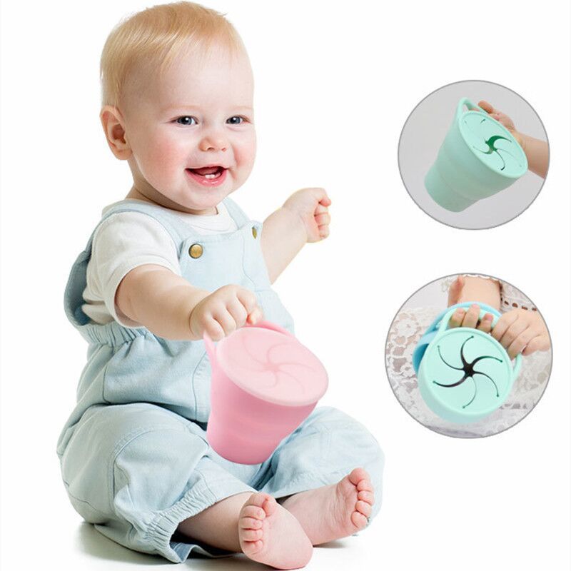 Effen Kleuren Baby Snack Cup Peuter Draagbare Voedsel Opbergdoos Bpa Gratis Siliconen Snacks Container Met Deksel