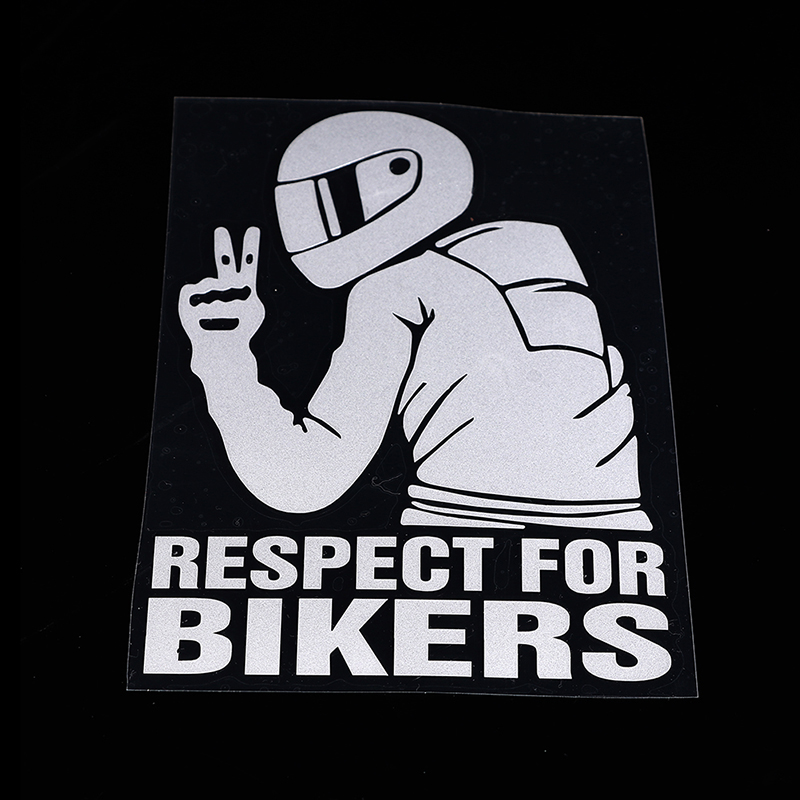 1pc 15x11CM adesivo Biker di rispetto per auto moto vinile adesivi 3D adesivi e decalcomanie in vinile per moto 3D: WHITE