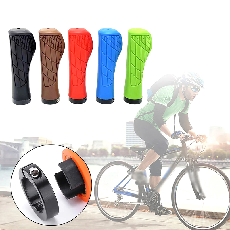 Empuñaduras de bicicleta a prueba de golpes, cubierta de manillar de bicicleta, empuñaduras bloqueables antideslizantes, empuñaduras ergonómicas de bola de goma para ciclismo, 5 colores, 1 par