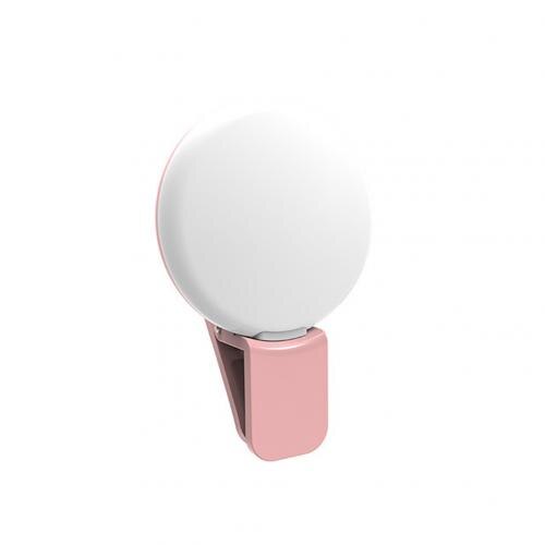 Pince sur rond universel LED téléphone portable Selfie photographie Flash lumière de remplissage: Rose