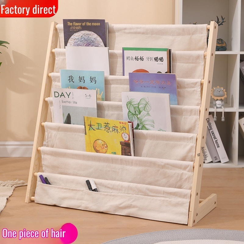 Bibliothèque domestique en bois massif du sol au plafond, bibliothèque de rangement multicouche amovible, support de rangement pour livres d'images pour enfants