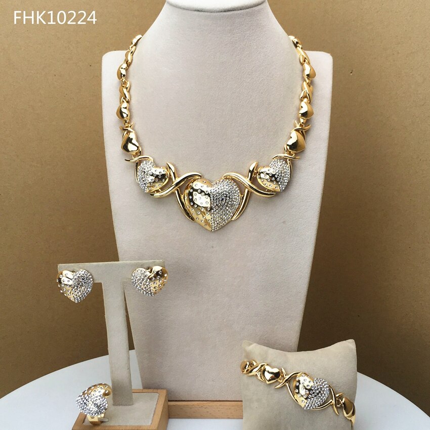 Yuminglai coeur bijoux câlins et baisers bijoux XOXO bijoux pour femmes FHK9677: Design3 Gold