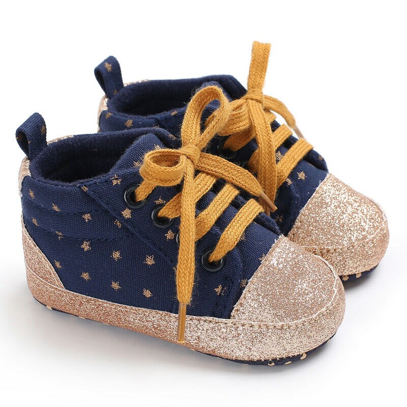 Pasgeborenen Jongens Meisjes Zachte Zool Schoenen Baby Laarzen Anti-slip Sneakers 0-18 M: Navy blue / 0-6 months