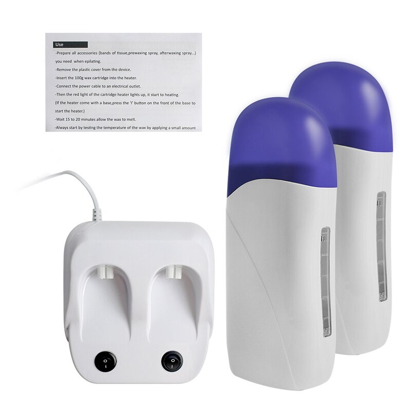 Double Depilatory Wax Heater Body Hair Removal Roll on Depilation