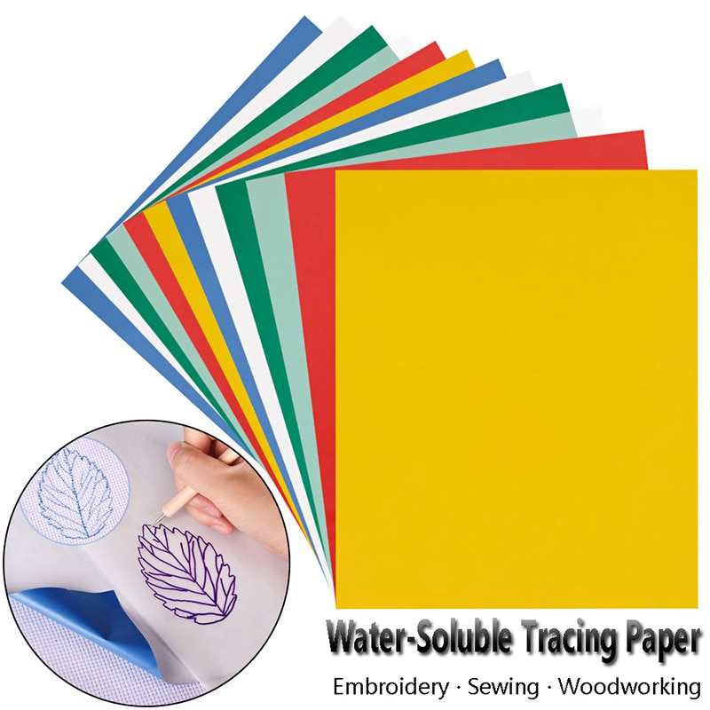 10 pièces papier de transfert de broderie avec Kit de stylo de fer pour artisanat fait main-carbone papier de calque Soluble dans l'eau bricolage outils de couture &