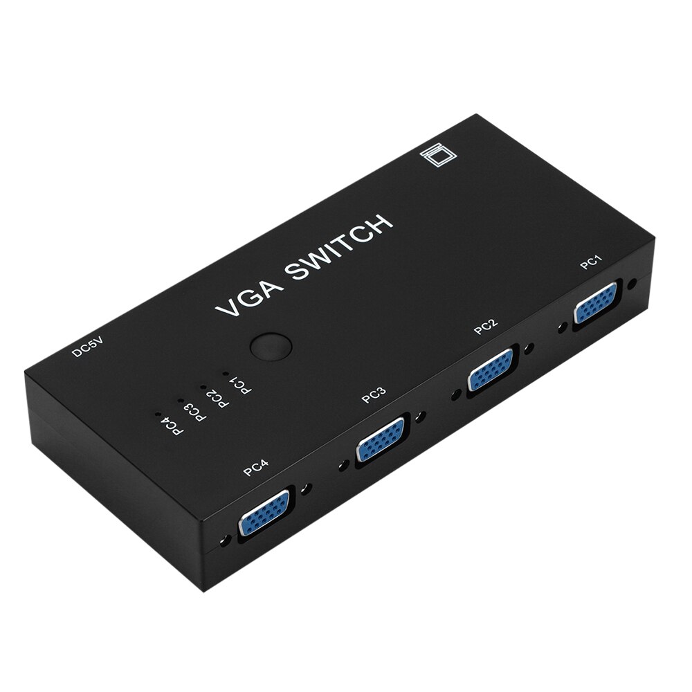 KVM Switch 2/4 Port VGA SVGA Video HD Signal Amplifier Booster Splitter For Monitors Projectors: 4 Ports