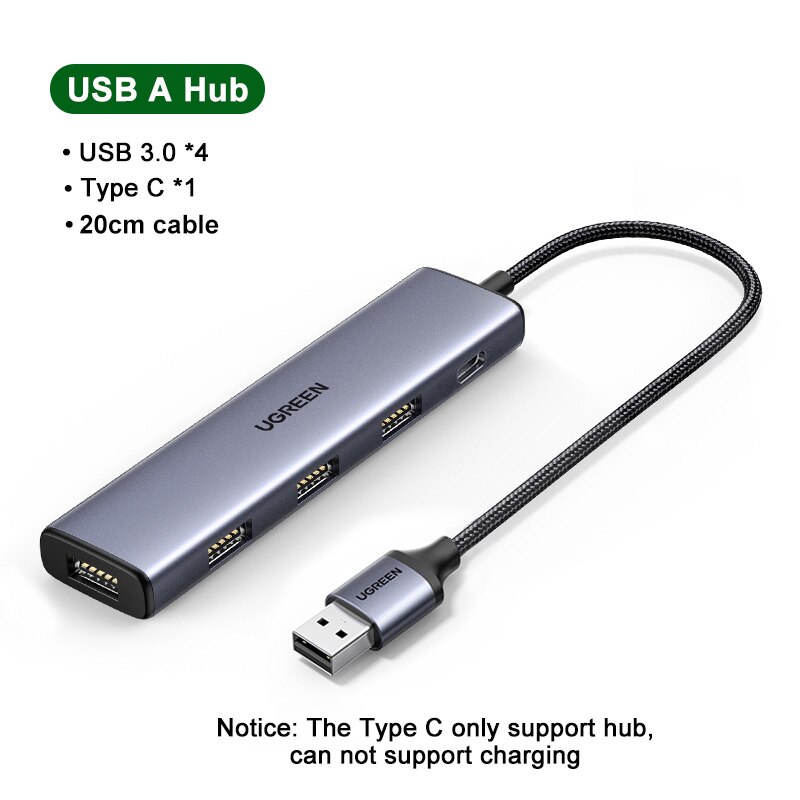 Ugreen Multi USB 3.0 HUB USB Splitter USB 3.0 4 Ports with Micro Charging USB HUB for MacBook Surface Pro Computer Accessories: USB 3.0-type c
