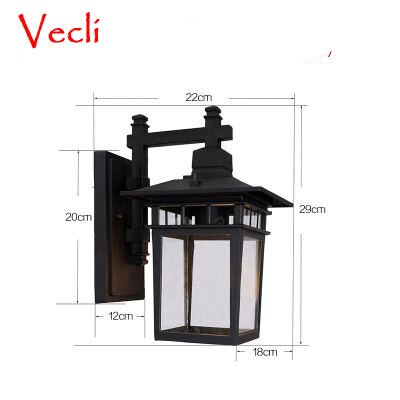 Ściana zewnętrzna lampa lampa zewnętrzna wodoodporna lampa ogrodowa balkon kinkiet schody przejście drzwi wejściowe zewnętrzna kinkiet: czarny
