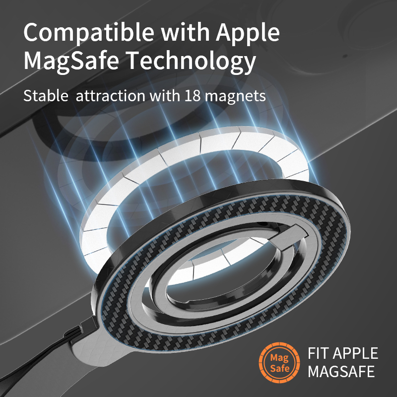 Ultradunne telefoonringhouder Magnetische ring 360 ° Roterende opvouwbare houder siliconen lanyard voor MagSafe iPhone16 universele beugel