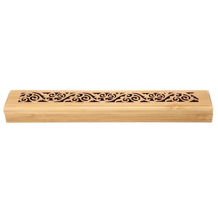 Hollow Pattern Bamboo Incense Burner Box Holder Ornaments for Home Office Teahouse
