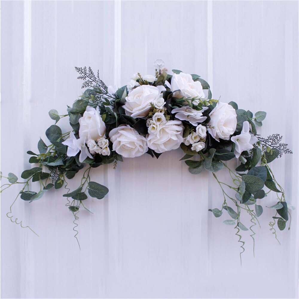 Guirnalda de peonías con flores artificiales, guirnalda hecha a mano para espejo, decoración de puerta de de boda en casa