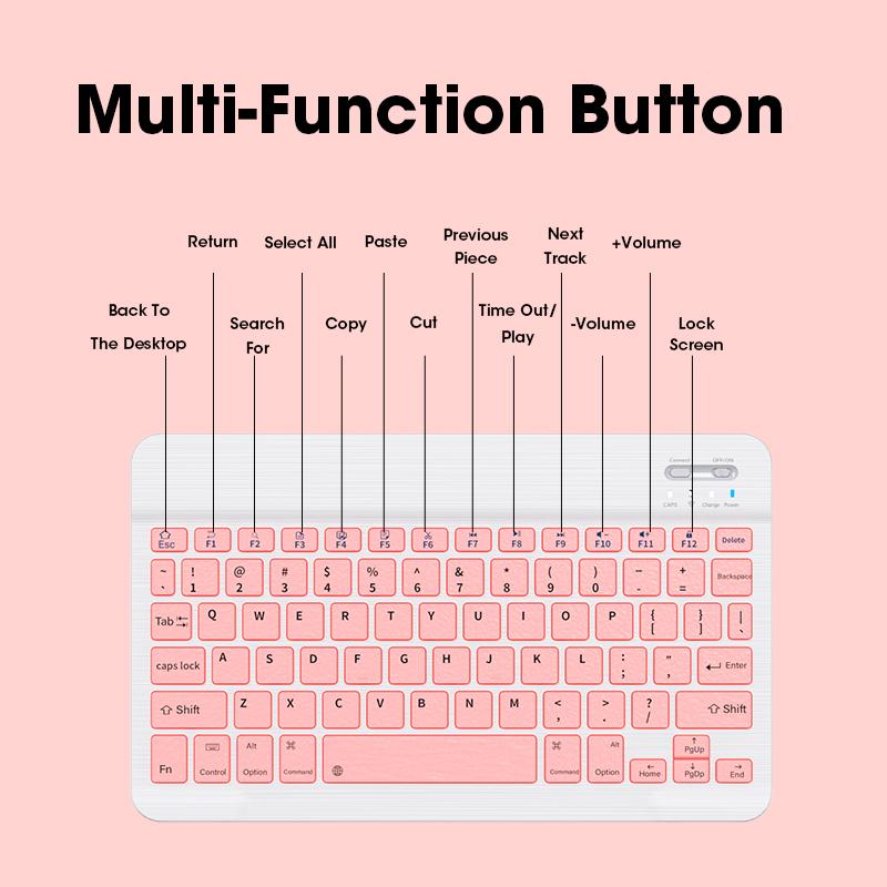 Bluetooth Keyboard For iPad Tablet Wireless Keyboard And Mouse Mini 60% Pink Keyboard Mouse Keycap Computer Office Mouse