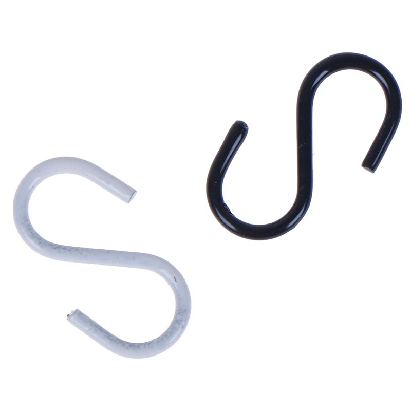 10Pcs 1:12 Miniature Doll House S Hook Mini Doll Accessories Black White Metal Hook Connectors