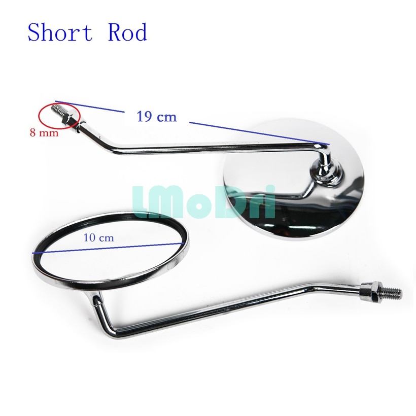 Lmodri 2 Pieces/pair Universele Motorfiets Terug Spiegel Ronde Vorm Achteruitkijkspiegel Side Spiegels Voor Motor Met 8 Mm Schroef