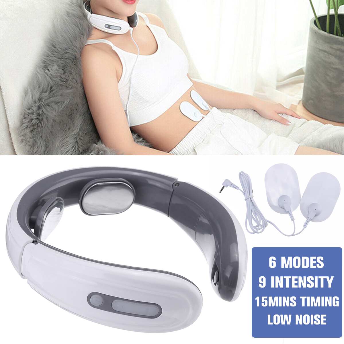 6 Modes 9 Levels Electric Neck Massager Pulse Cervical Vertebra Relax Lumbar Leg Massage Device