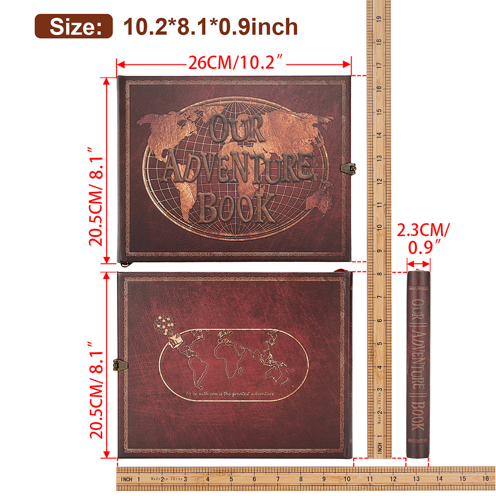 Álbum de fotos hecho a mano DIY, álbum de recortes Vintage, 90 Uds., 180 páginas, nuestro libro de aventuras, álbum de papel Kraft, de recuerdo de aniversario y boda