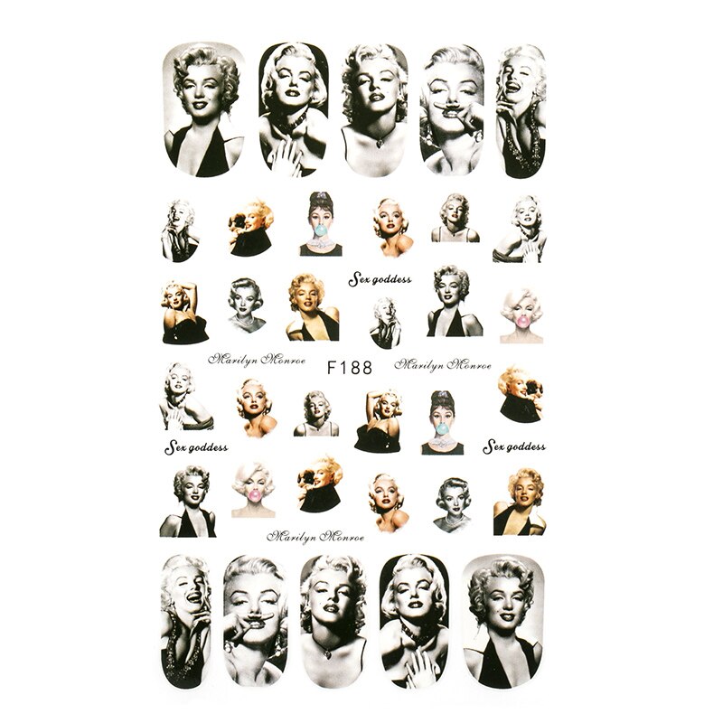 Nail Sticker DIY Retro Personality Pattern Flower Bunny Nail Decoration Sticker Marilyn Monroe Nail Sticker: 14-A140024