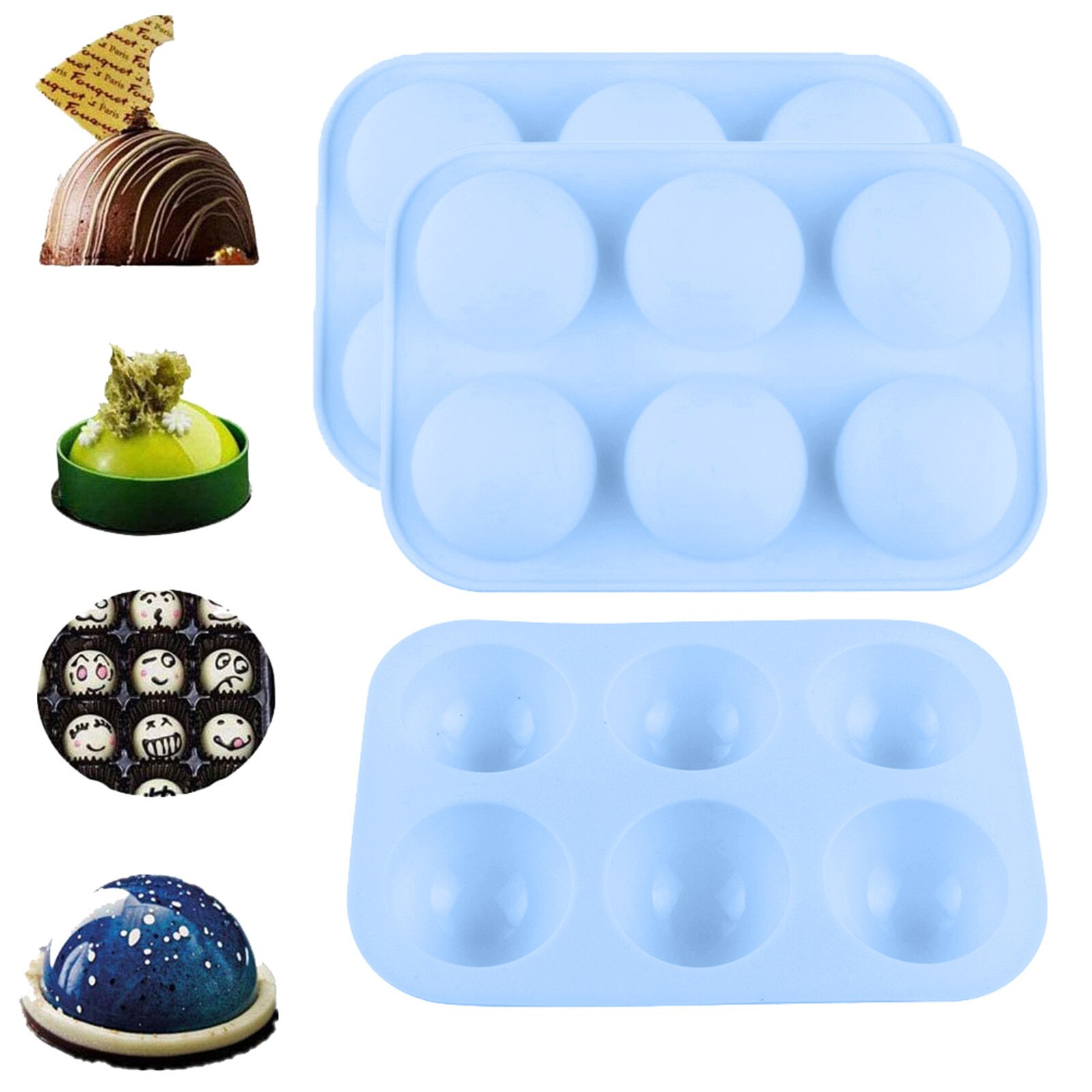 Snelle Half Ball Sphere Siliconen Mal Ronde Cake Chocolade Gebak Bakvormen Stencil Pudding Jello Zeep Brood Snoep Bakken Mallen: 2pcs