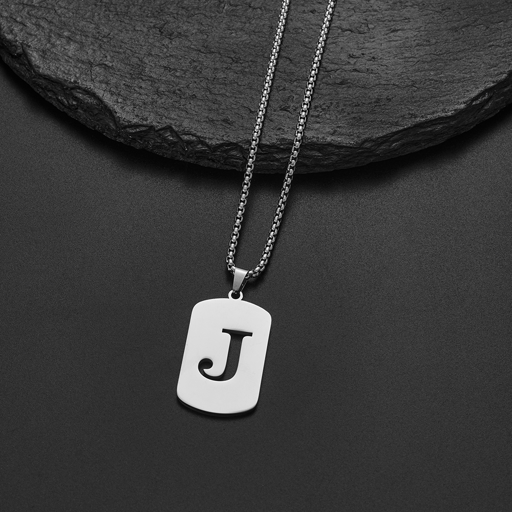 Collar con colgante de letras del nombre inicial para Hombre y mujer, joyería de acero inoxidable con A-Z del alfabeto, delicado, 2024: Chapado en rodio
