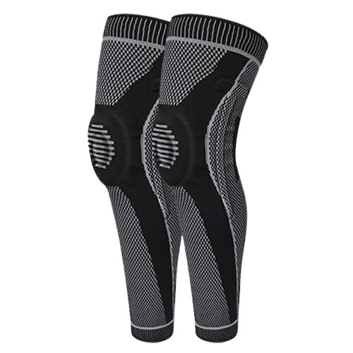 Rodilleras deportivas de silicona de punto, Protector de compresión, almohadilla de Gel anticolisión, largo, 1 ud.,: Black Grey / S