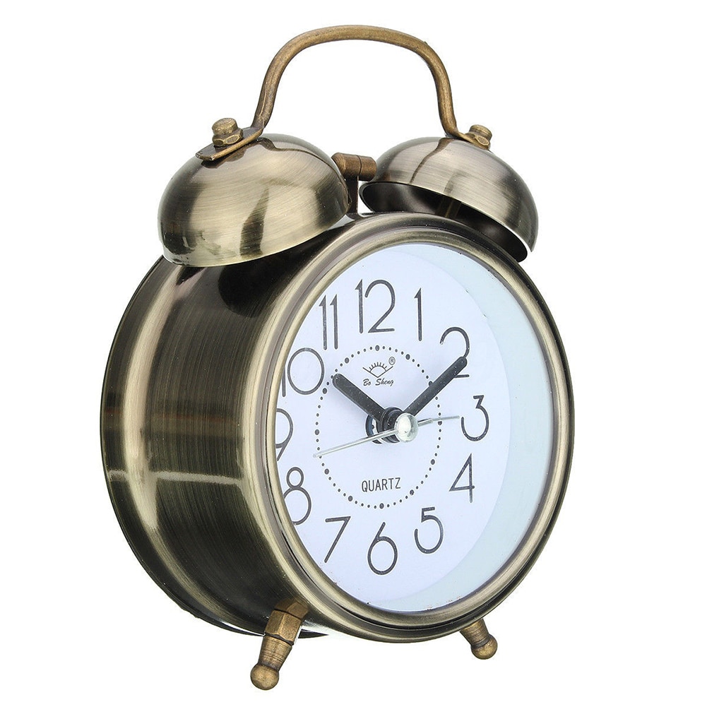 Vintage vækkeure klassiske lydløse dobbeltklokker kvarts bevægelse vækkeur natbord retro ure boligindretning