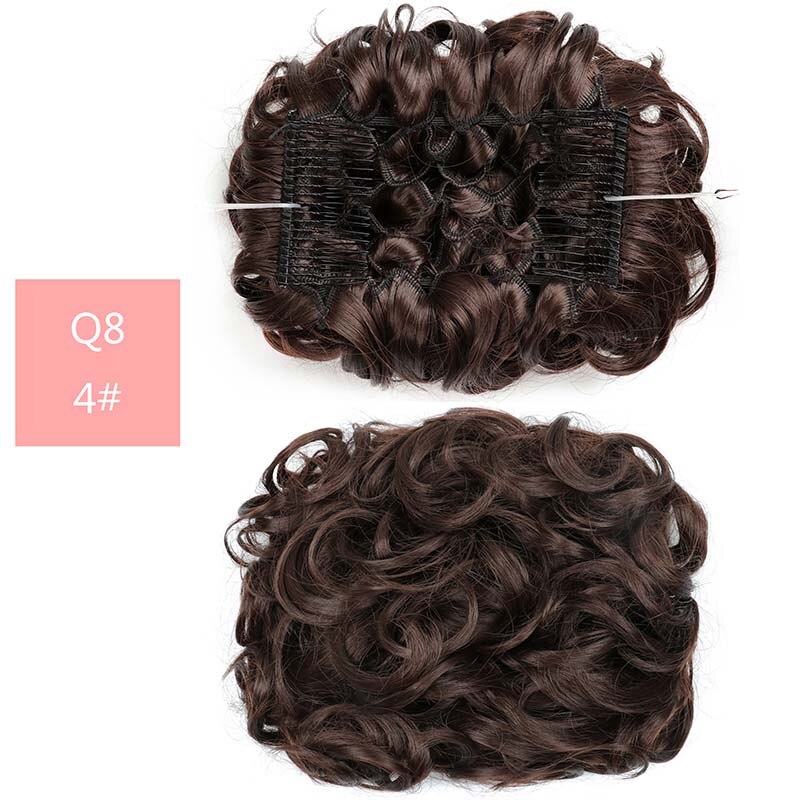 Large Comb Clip In Curly Synthetic Hair Pieces Chignon Updo Cover Extension Hair Bun Retro Style Women's Wedding Hairpiece: 4