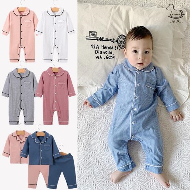 Nyfødt babytøj bomuld spædbørn buksedragt baby drenge pige bomuld loungwear børn børn hjemmetøj pyjamas aftenkjole