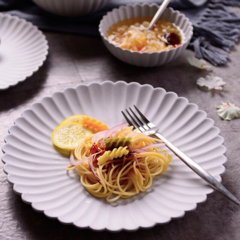 Dinner Plate Set Ceramic Kitchen Plate Breakfast Tableware Set Food Dishes Desert Rice Nut Salad Noodles Bowl Soup Kitchen