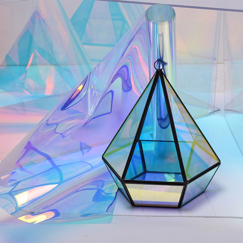Pravicy Chameleon Holografische Iriserende Venster Film Kleurrijke Vinyl Regenboog Glossy Glas Decoratieve Film voor DIY