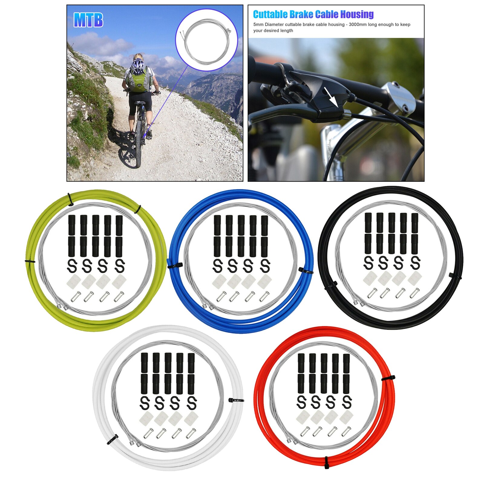 Universal Bike Bicycle Shift Cable and Housing Set, Basic Derailleur Cable Replacement Kit