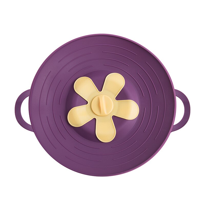 32CM Silicone Anti-Spill Pot Lid High Temperature Resistant Splash-Proof Anti-Boiling Thickened Pot Lid Kitchen Petal Fresh-Keep: purple