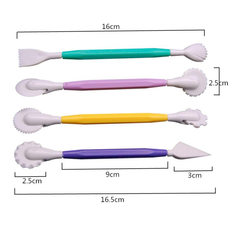 4 st/set fondant tårta dekorera modelleringsverktyg 8 mönster blomdekoration penna bakverk carving cutter baka hantverksformar gör det själv