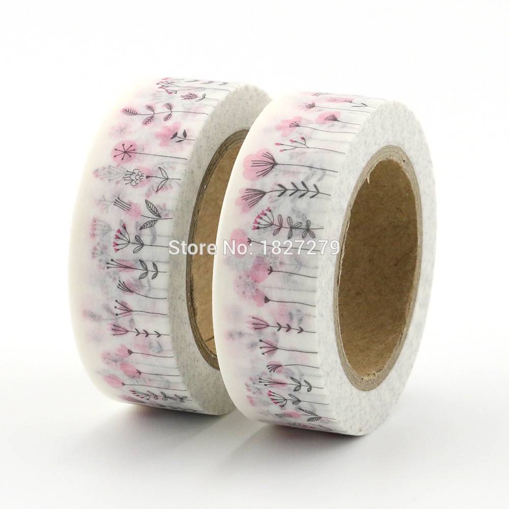 Cinta Washi de papel japonés para manualidades, cintas adhesivas de papel rosa, pegatinas, papelería decorativa, 1,5 cm x 10m, 1 unidad