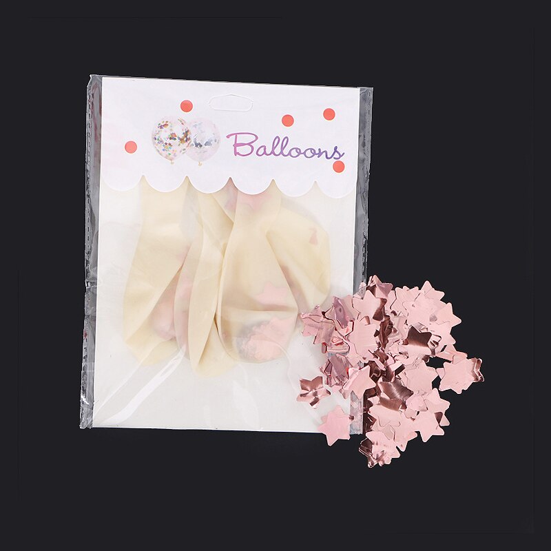 50 Stks/partij Transparante Ballon Confetti Ballon Party Bruiloft Decoratie Kids Kinderen Verjaardag Feestartikelen Lucht Ballon Speelgoed: Rose Glod Pentagram