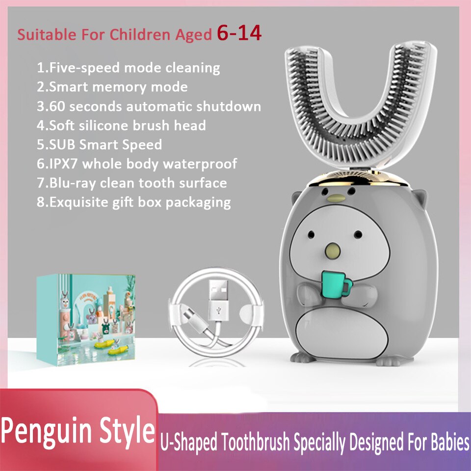 Seelaugh Kinderen Oplaadbare Elektrische Tandenborstel Relatiegeschenk Baby Benodigdheden U-Vormige Elektrische Tandenborstel: 8
