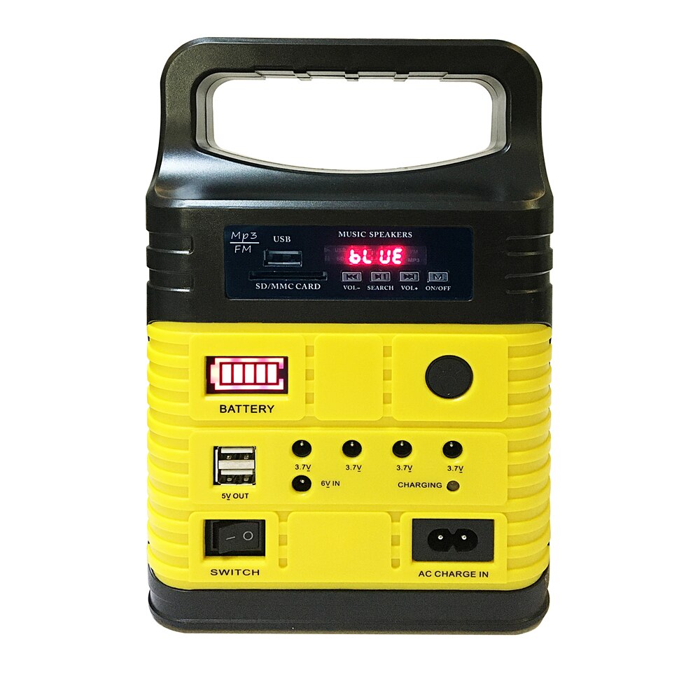 Portable Solar Generator Outdoor Camping Illumination System BT MP3 Radio Polycrystalline Solar-panel with 3pcs LED Lights: Yellow