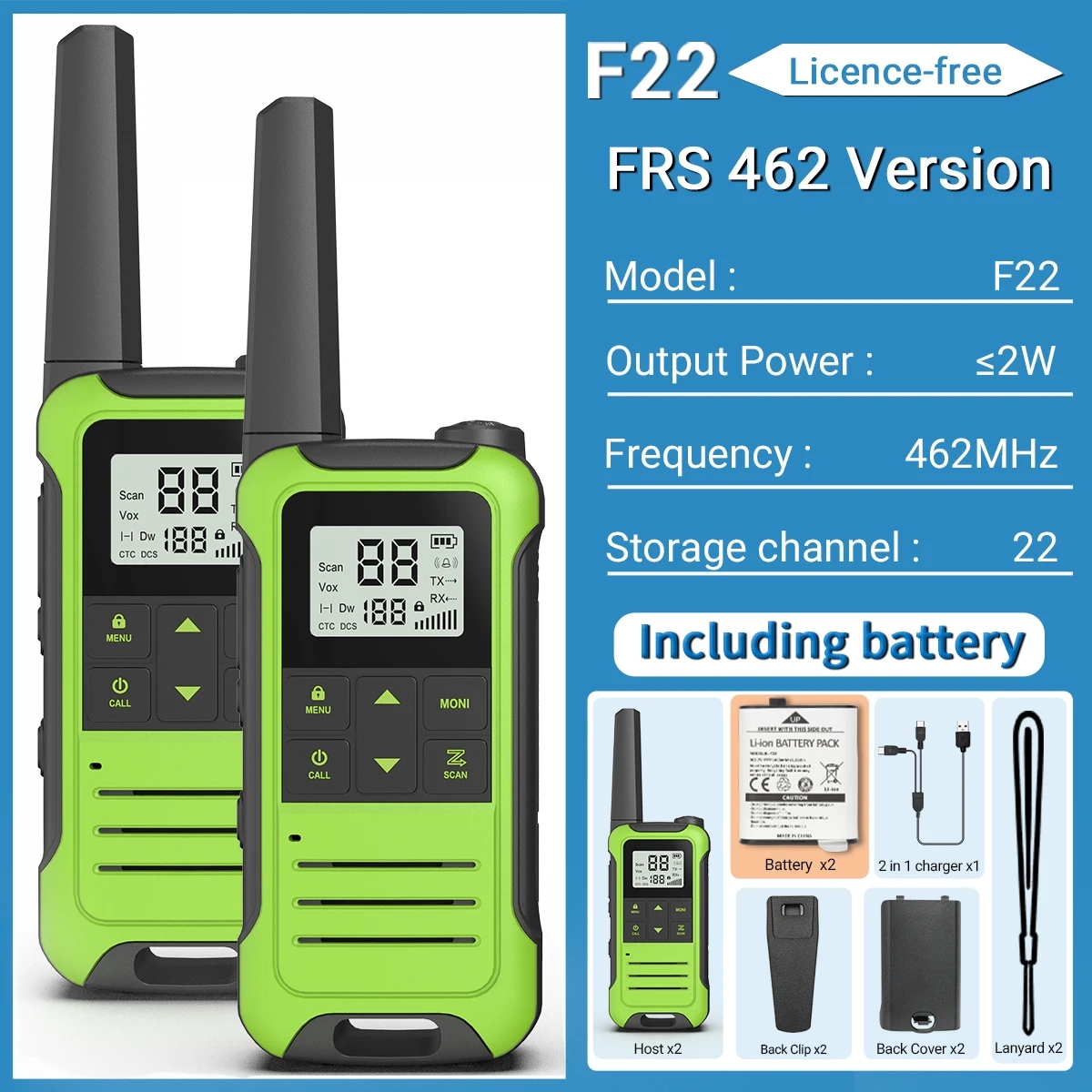 2 Stück baofeng f22 mini walkie talkie pmr446 frs tragbares Zwei-Wege-Radio-LCD-Display-Typ-C-Ladegerät für die Jagd: Brown