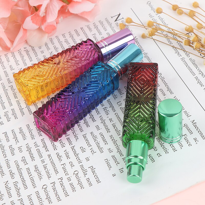 15ml Mini Fragrance Refillable Glass Vials Cosmetic Packaging Spray Bottle Colorful Square Glass Empty Perfume Bottle