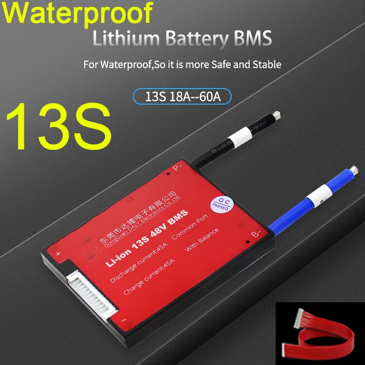 13s 48v bms li-ion lithium batteri mos beskyttelseskort med balance vandtæt 18650 lipo 15a 20a 30a 40a 40a 50a celle batteri