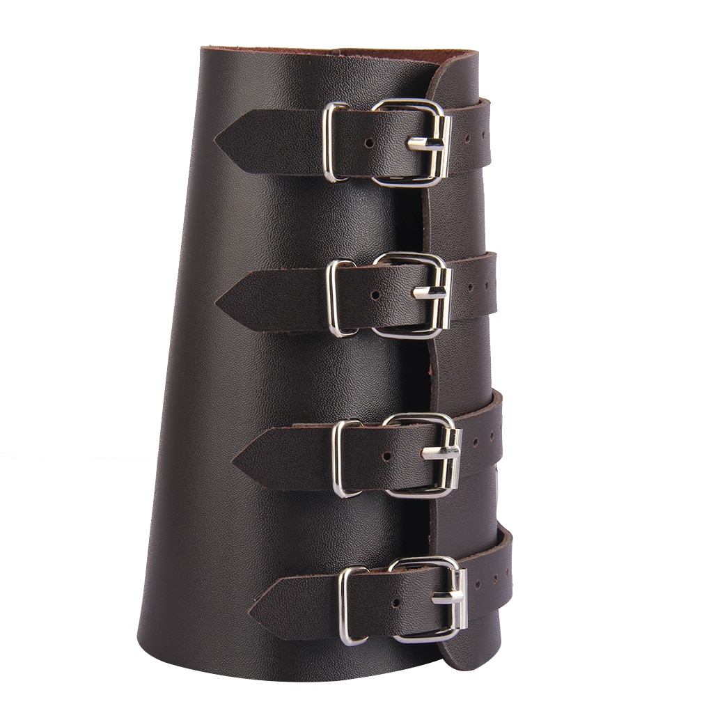 4 Layer Arm Armor Wide Belt Wrap Pu Leather Wristband Cuff Bracelet Bangle Adjustable Arm Warmer Gauntlet Bracer Protective