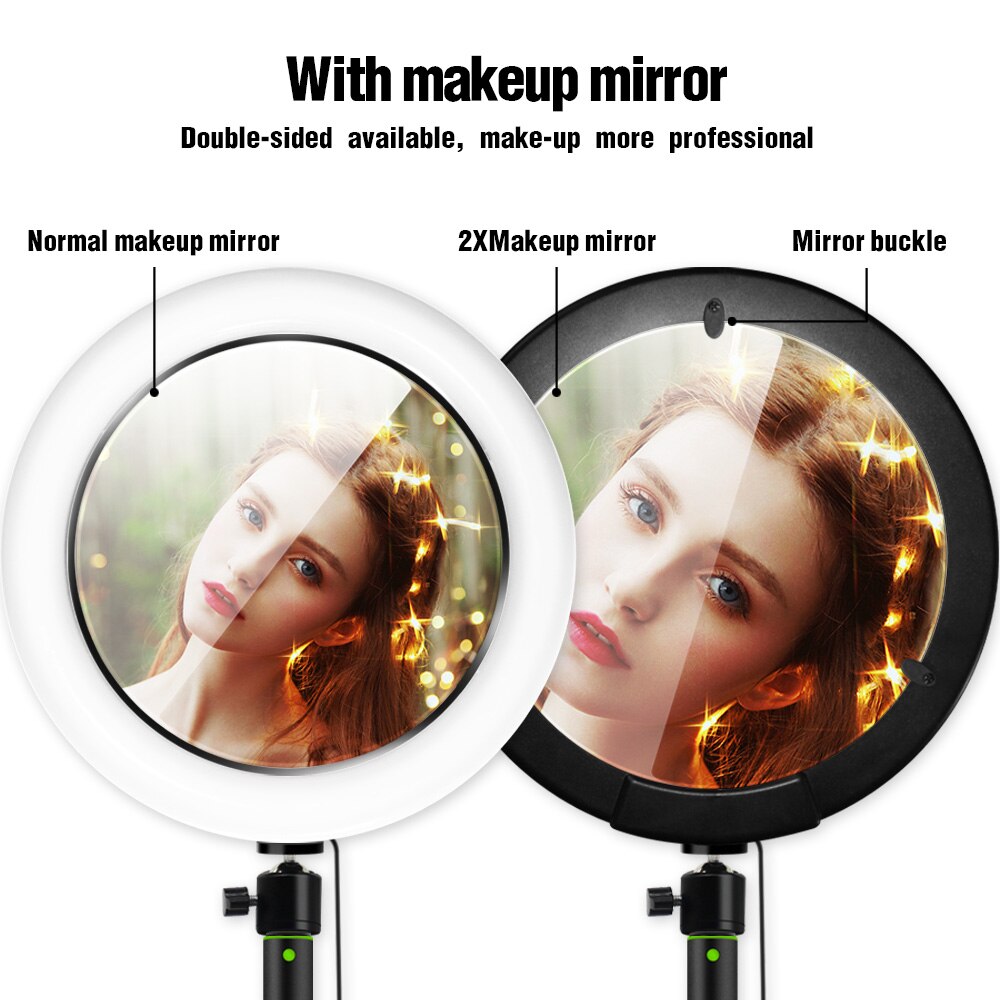 Ring Light with Phone Holder - 1.5M Tripod Stand - LED Selfie Makeup Mirror Lamp - USB Powered