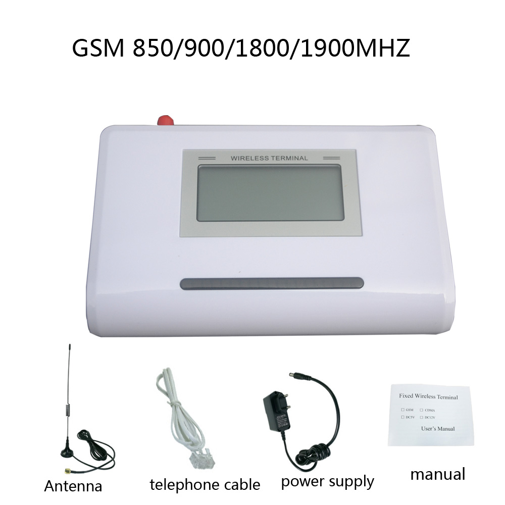 Gsm 850/900/1800/1900 mhz fast trådløs terminal med lcd-skærm, alarmsystem, klar stemme, stabilt signal