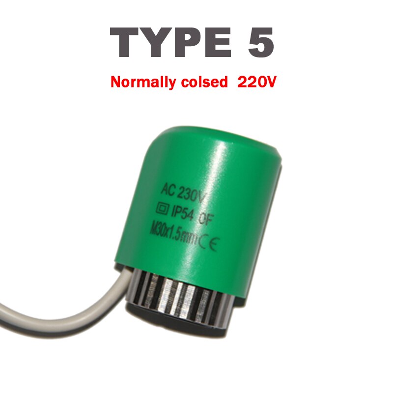 Normalt lukket 220v elektrisk termisk aktuator normalt åben ventil hoved vandudskiller til termostat manifold ventiler no/nc: Type 5