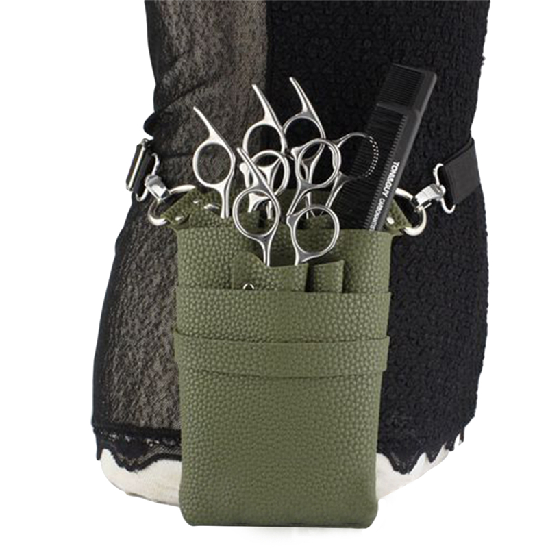 Pu Leather Bag Case With Adjustable Belt Storing Hairdressing Tools Lager Capacity Scissors Clips Holster Combs