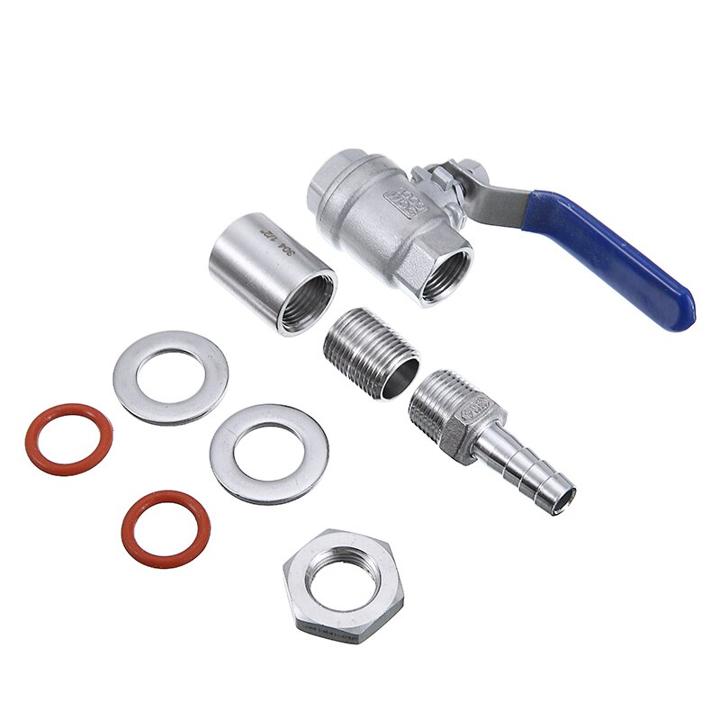 Válvula de esfera de fermentação caseira, válvula de esfera compacta de aço inoxidável sem hastes de 1/2 &#39;&#39;para vinho, cerveja, torneira de fermentação caseira ferramentas para casa faça você mesmo
