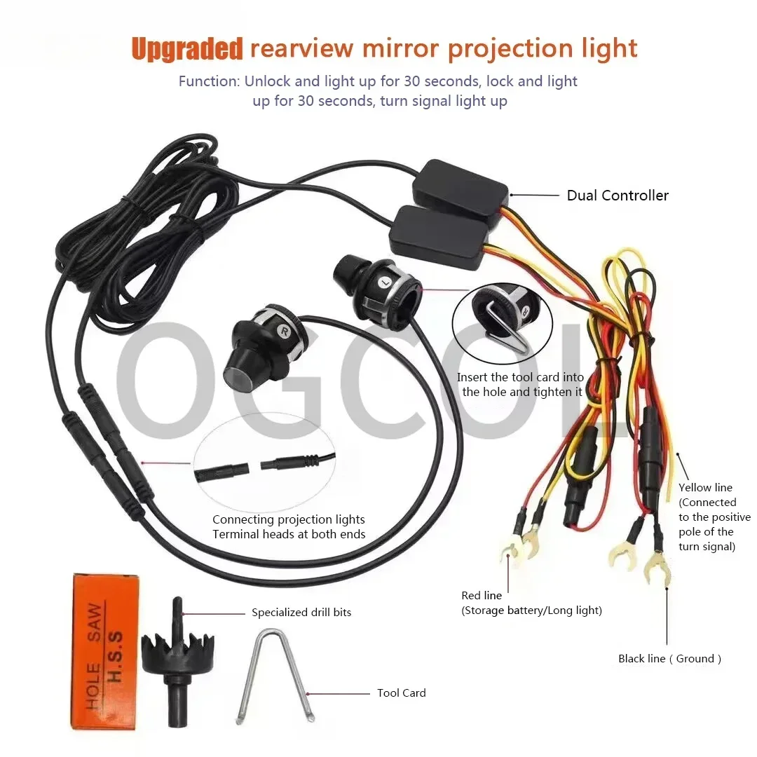 Asas de anjo do carro luz de boas-vindas dinâmica espelho retrovisor tapete luz led luz ambiente decorativa atmosfera luz 12v: Default Title