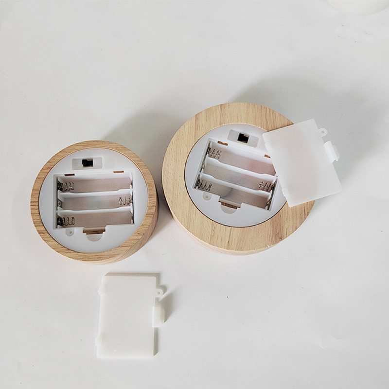 3d kristallglaskulor i harts, träställ, runda, 8cm 10cm varm- och kallljus led-sockel, drivs av aaa-batterier