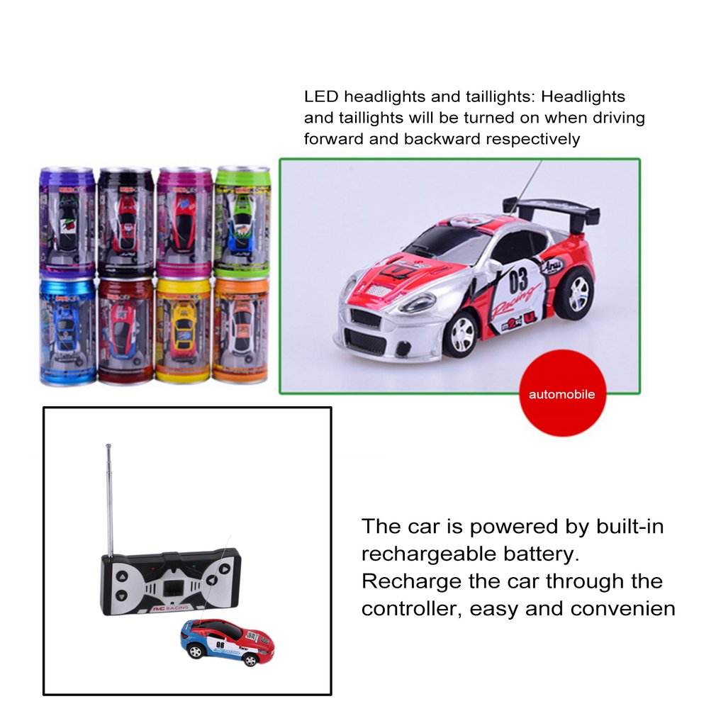 Multi-color Verkoop Afstandsbediening Auto Coke Can Mini Rc Car Radio Remote Control Micro Racewagen Speelgoed voor Kid Kerstcadeaus