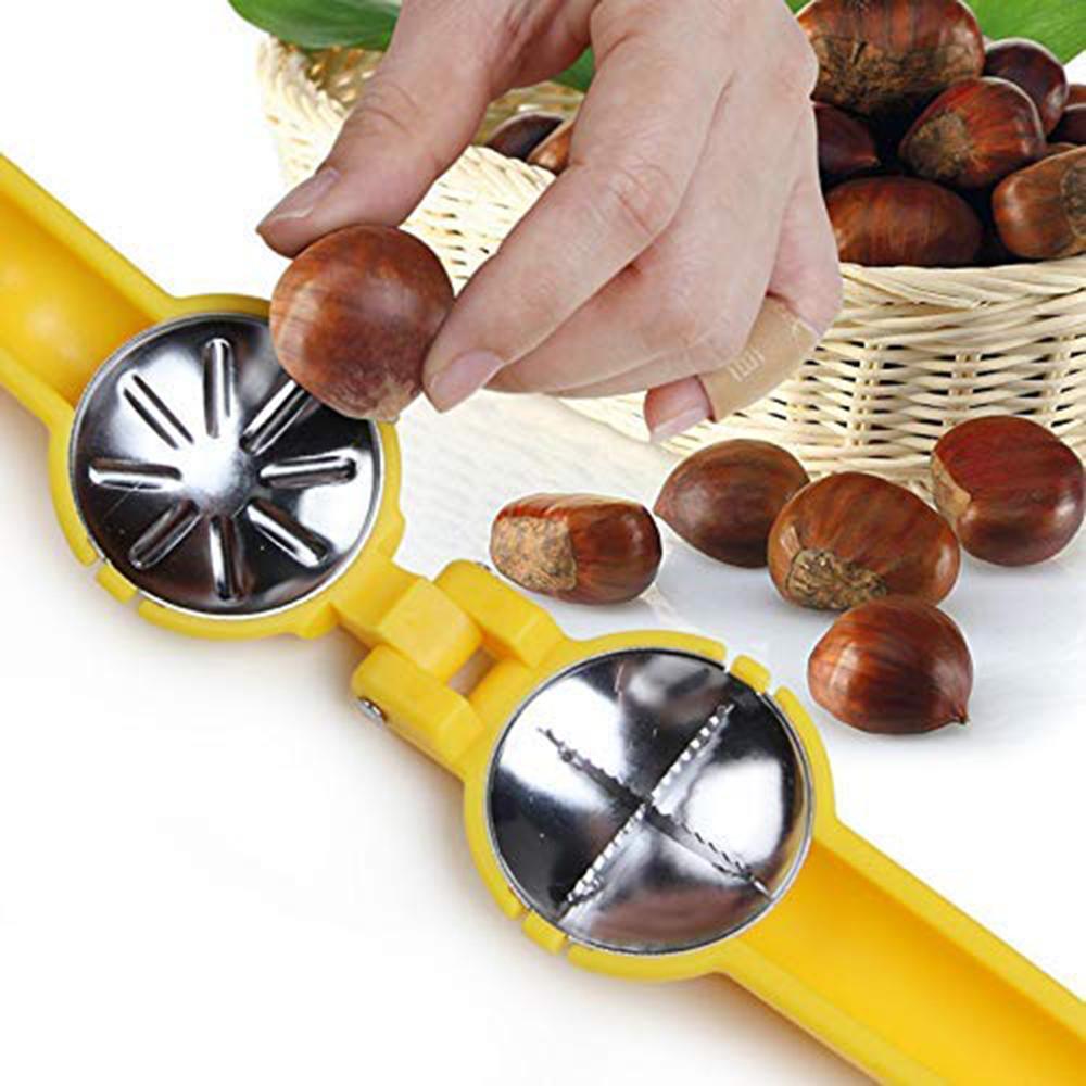 304 Stainless Steel Manual Chestnut Opener Peeler Metal Nutcracker Sheller 2 in 1 Chestnut Nut Clip Cutter Gadgets Kitchen Tools