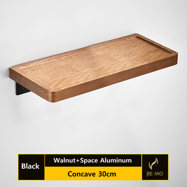 Bathroom Walnut rack the wall hanging storage shelf wood storage shelf: Burgundy